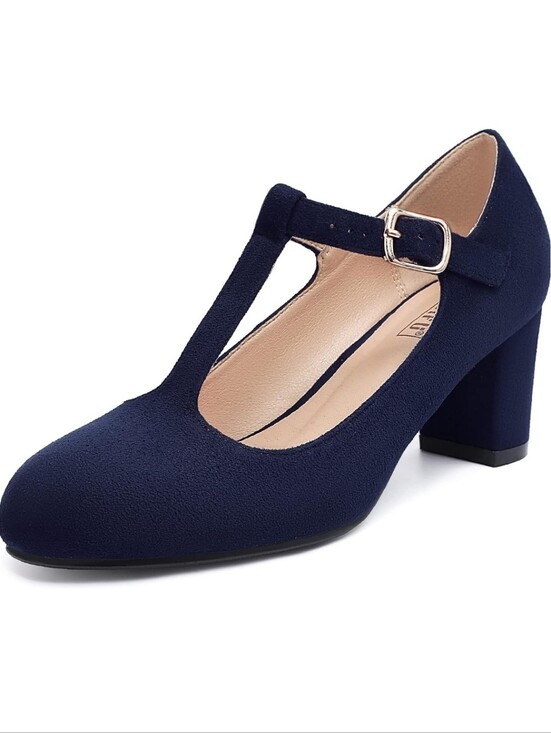 Shoes - Navy Suede Block Heels